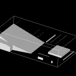Geometrie mit Bhne, Beleuchtungen und Belftungsschlitze